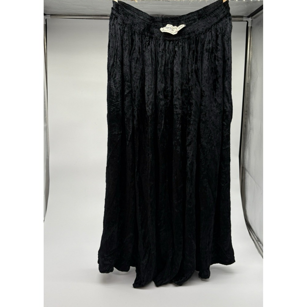 Vtg Tantrus Black Crushed Velvet Maxi Skirt S Whimsigoth Gothic Grunge Rayon 90s